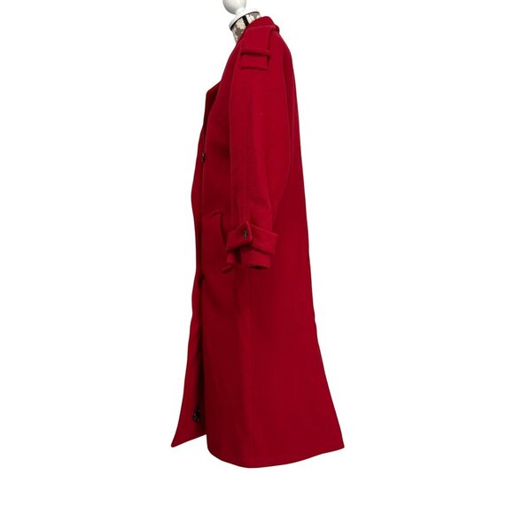 Vintage Morton Bernard Harve Women's Red Wool Trench Coat Black Size 4P FLAWS - Picture 4 of 12